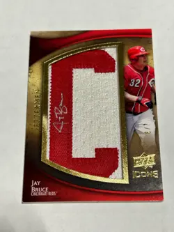 2009 Upper Deck Icons Jay Bruce 6/7 Lettermen Patch Auto Reds SSP E1 - Image 1