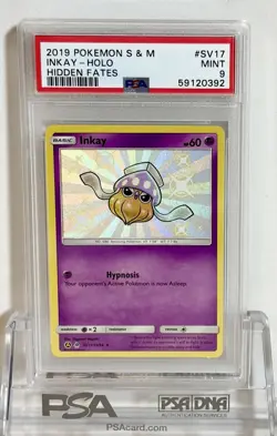 NEW 2019 POKEMON SUN & MOON HIDDEN FATES SV17 INKAY HOLO RARE BABY SHINY - PSA 9 - Image 1