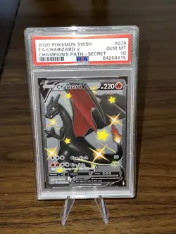 2020 POKEMON SWORD & SHIELD CHAMPION'S PATH SECRET FULL ART/CHARIZARD V PSA 10 - Image 1