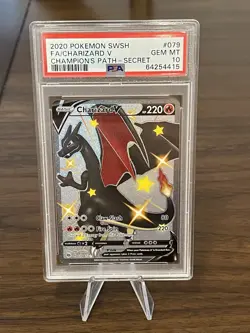 2020 POKEMON SWORD & SHIELD CHAMPION'S PATH SECRET FULL ART/CHARIZARD V PSA 10 - Image 2