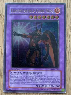 Yu-Gi-Oh! Elementarheld Flare Neos 1. Auflage Ultimate Rare POTD-DE032 NM-EX - Image 1