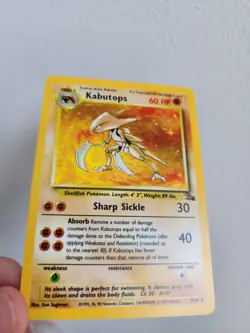 Pokemon TCG Kabutops Holo Rare Card 9/62 Fossil Unlimited 1999 Vintage - Image 1