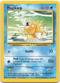 Magikarp 35/102 Uncommon Base Set Unlimited Pokemon Lightly Played - Image 1