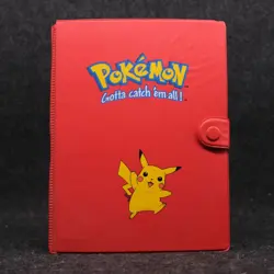 Vintage 1999 Pokemon Pikachu Red Binder TCG Album 30 Page Card Holder - Image 1