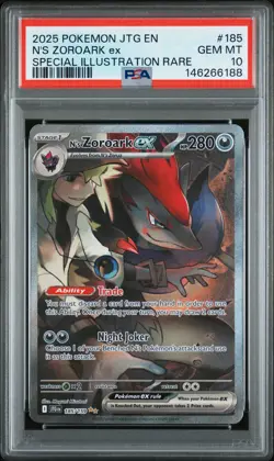 2025 POKEMON JTG EN-JOURNEY TOGETHER #185 N'S ZOROARK EX PSA 10 - Image 1