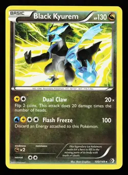 Black Kyurem 100/149 Non-Holo Rare Boundaries Crossed Pokemon Card - Image 1