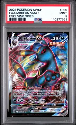 2021 POKEMON SWORD & SHIELD EVOLVING SKIES #095 FA/UMBREON VMAX PSA 9 - Image 1