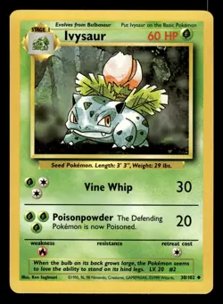 Ivysaur 30/102 Uncommon Base Set Pokemon Card - 3 - Image 1
