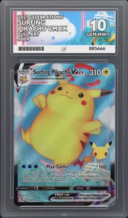 Pokemon Surfing Pikachu Celebrations 009/025 Gem Mint Perfect Sub Grades Ace 10 - Image 1