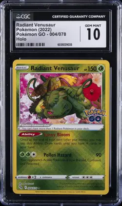 2022 POKEMON POKEMON GO HOLO #004/078 RADIANT VENUSAUR CGC 10 GEM MINT - Image 1