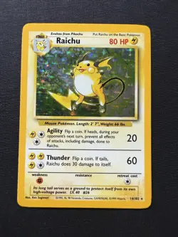 Pokemon TCG Raichu Base Set Holo Rare Card 14/102 Unlimited - Image 1