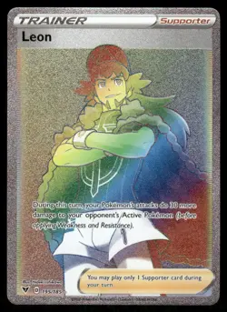 Pokemon Cards Leon 195/185 Vivid Voltage Rare Rainbow NM - Image 1
