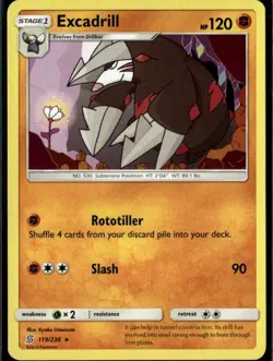 Excadrill Rare SM Unified Minds 119/236 Fighting Pokemon Card - Image 1