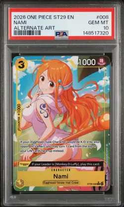 Nami ST29-008 One Piece Starter Deck ST29 008 Alt Art Egghead GEM MINT PSA 10 - Image 1