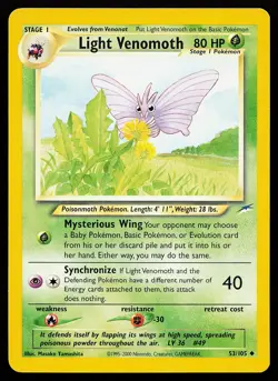 Light Venomoth 53/105 Uncommon Neo Destiny Pokemon Card - Image 1