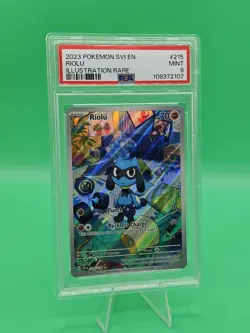 Pokemon TCG Riolu Illustration Rare Card #215/198 Scarlet & Violet PSA 9 - Image 1