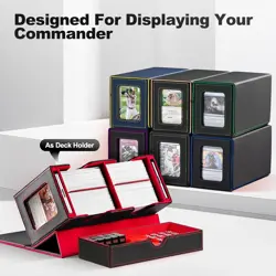 Card Deck Box for MTG, Double Storage Box with 2 Commander Display & 1 Dice Tray - Image 4