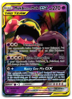 Muk & Alolan Muk GX 61/214 - Unbroken Bonds Rare GX Pokemon TCG Holo - M/LP Card - Image 1
