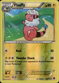 Flaaffy Uncommon XY Steam Siege 39/114 Lightning Reverse Holo Pokemon Card - Image 1