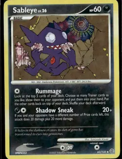 Sableye Uncommon Secret Wonders 63/132 Darkness Normal Pokemon Card - Image 1
