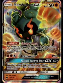 Marshadow GX Ultra Rare SM Burning Shadows 80/147 Fighting Holofoil Pokemon Card - Image 1