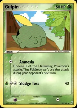 Gulpin Uncommon Crystal Guardians 33/100 Grass Normal Pokemon Card - Image 1