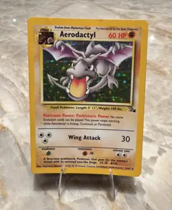 AERODACTYL Pokemon Fossil Holo Rare 1/62 vintage English TCG Card 1999 - Image 2