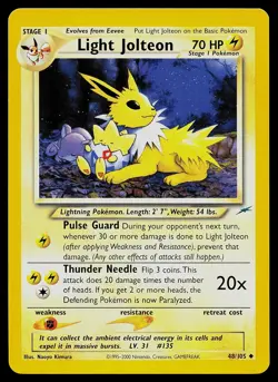 Pokemon Card - Light Jolteon Neo Destiny 48/105 Unlimited Uncommon - Image 1