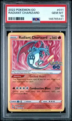 2022 POKEMON GO #011 RADIANT CHARIZARD PSA 10 - Image 1