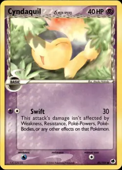 Cyndaquil Delta Species Common Dragon Frontiers 45/101 Psychic Normal Pokemon Ca - Image 1