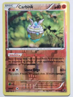 REVERSE HOLO Carbink 49/124 LP - Yuka Morii Clay - XY Fates Collide Pokemon Card - Image 1