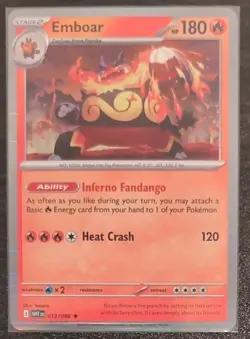 Emboar 13/086 Holo Rare White Flare Pokemon TCG Card - Image 1