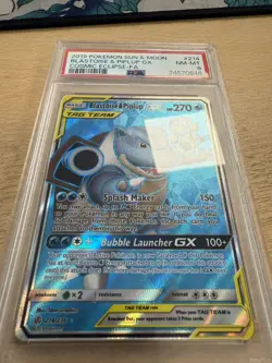 2019 Pokemon Sun & Moon Cosmic Eclipse Blastoise Piplup Tag Team #214/236 PSA 8 - Image 3