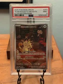 Pokemon TCG Team Rockets Meowth 203/182 Destined Rivals PSA 9 - Image 1