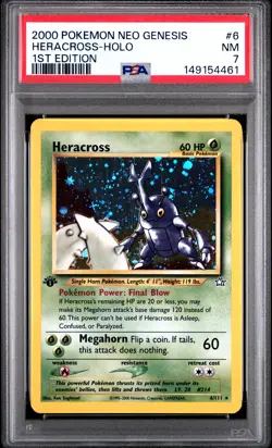 2000 POKEMON NEO GENESIS 1ST EDITION #6 HERACROSS-HOLO PSA 7 - Image 1