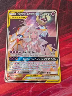Pokemon Solgaleo & Lunala GX 216/236 Full Art Sun Moon Cosmic Eclipse LP - Image 1