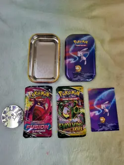 Pokemon TCG Kanto Power Mini Booster Tin Mew & Psyduck - COMPLETE UNSEALED TIN - Image 4