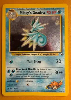 Misty’s Seadra 9/132 Pokemon Holo Rare Gym Heroes WOTC LP+ - Image 1