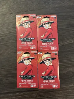 One Piece 4x OP13 Carrying On His Will Sleeve Booster Pack - Factory Sealed - Image 1
