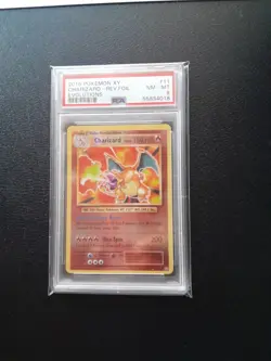 PSA 8 CHARIZARD REVERSE FOIL HOLO #11 2016 POKEMON XY EVOLUTIONS - Image 1