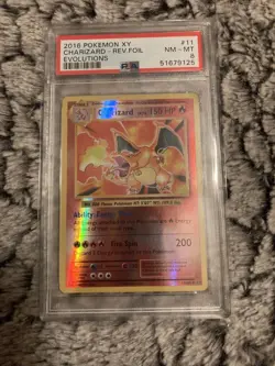 2016 Pokemon XY Evolutions Charizard Reverse-Holo PSA 8 11/108 - Image 1