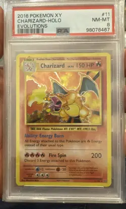 2016 Pokemon XY Charizard holo evolutions PSA 8 - Image 1