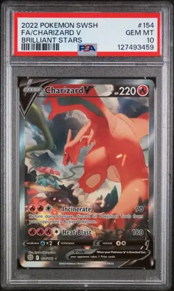PSA 10 CHARIZARD V 154/172 | SWSH Brilliant Stars Alt Art Graded Pokemon Card - Image 1