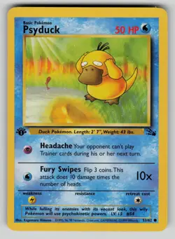 Psyduck 53/62 Fossil 1st Edition Pokemon LP - Image 1