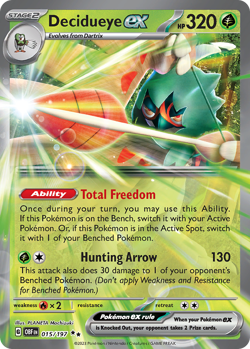 DECIDUEYE EX 015/197 DOUBLE RARE OBSIDIAN FLAMES POKEMON NEAR MINT - Image 1