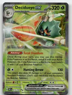 DECIDUEYE EX 015/197 DOUBLE RARE OBSIDIAN FLAMES POKEMON NEAR MINT - Image 2