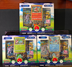 3 Pokemon Go Pin Collection Box Lot Bulbasaur Charmander Squirtle Factory Sealed - Image 1