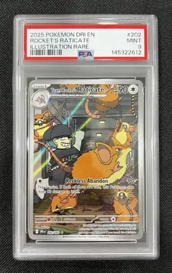 2025 Pokemon Destined Rivals Team Rockets Raticate 202/182 PSA 9 MINT - Image 1