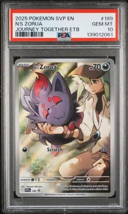 PSA 10 N'S ZORUA 189 JOURNEY TOGETHER ETB BLACK STAR PROMO POKEMON GEM MINT - Image 1