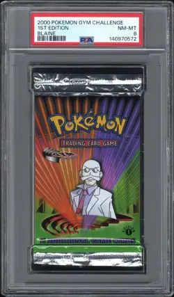 PSA 8 1st Edition Gym Challenge Booster Pack Blaine Art Pokemon WOTC - Image 1